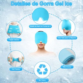 Gorro para Migraña,Gorro Frio de Gel para Aliviar Dolor de Cabeza para Ojos Hinchados,Tensión,Sinusal y Estrés de Socorro,Migraine Miracle,Gorro de Hielo Compresas Frio y Calor Flexible y Transpirable