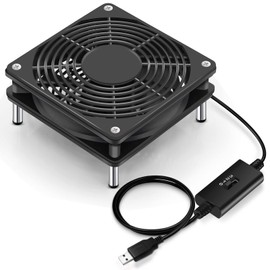Mauknci Cooling Fan, 4.7 inches (12 cm), Quiet, Adjustable Airflow, USB Fan, 5V, Long Working Time, For Small PCs, Amplifiers, Routers, etc
