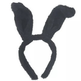 Black Plush Bunny Rabbit Ears Headband Costume Accessory 