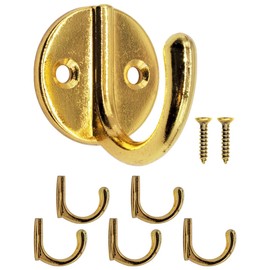 Fuxxer 5 x coat hooks, towel hooks, iron hooks, 3.5 cm, brass/gold
