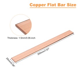 sourcing map Copper Flat Bar, 1/16" Thickness x 1" Width x 8" Length Copper Bus Bar Stock Plate Mill for Electrical (1.5mm x 25mm x 200mm)