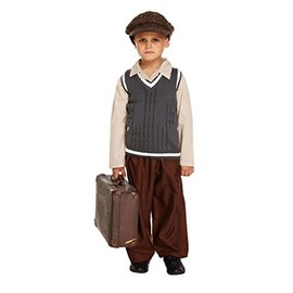 HENBRANDT Children’s Evacuee Boy with Flat Cap Fancy Dress Costume 1940s World War Two School History Day Fancy Dress for Boys Evacuee Outfit for Kids (Age 10-12)
