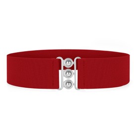 VONMELLI Wide Stretch Belts for Women - Ladies Elastic Waistband Stretchy Waist Belt for Dresses Red L