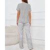 Atxnn Womens Pyjamas Cotton Pjs Set Round Neck Loungewear Striped