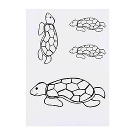4 x 'Happy Turtle' Temporary Tattoos - Water Resistant, Skin-Safe, Non-Toxic Transfers, Mixed Sizes (TO00062782)