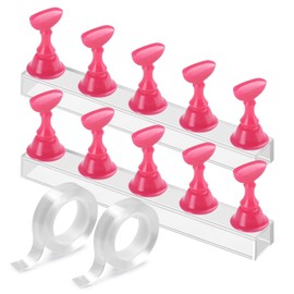 Etercycle Nail Stand Acrylic Nail Art Display Stand Practice Nail Holder for Painting Nails Magnetic Practice Stands with Double-sided Tape For Home DIY Salon Supplies (Rose pink)