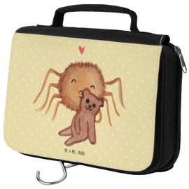 Mr. & Mrs. Panda Toiletry Bag Spider Agathe Teddy, yellow, Hand Drawn