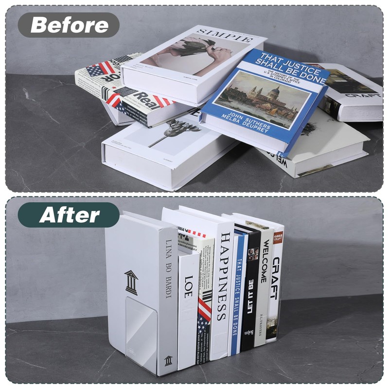 16Pcs Bookends, Clear Acrylic Bookends for Shelves, Non-Slip Book Holder