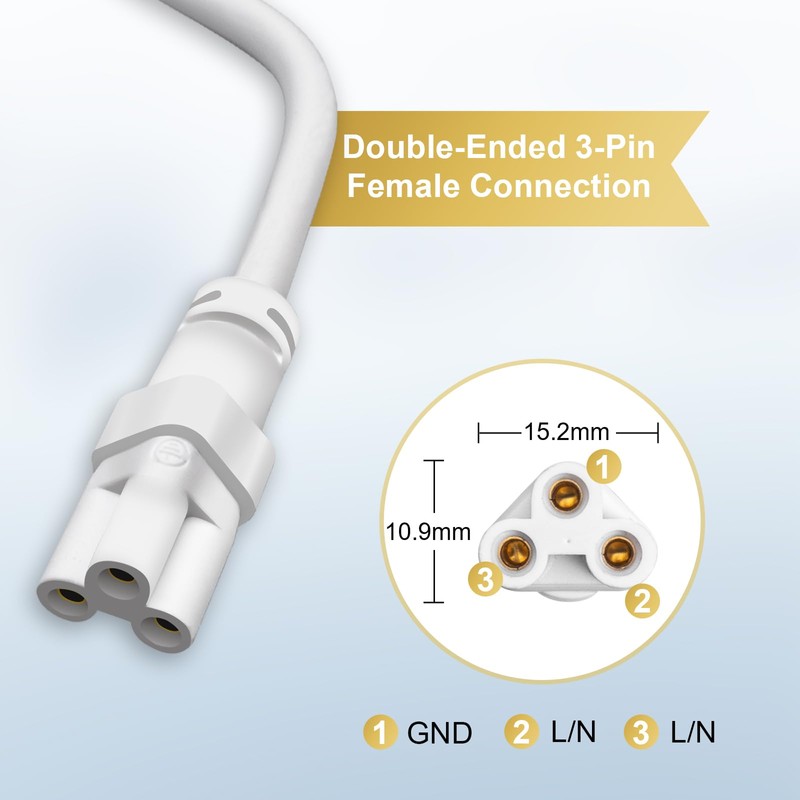 DiCUNO T5 T8 Tube Light Extension Cords 4.9FT, Female to