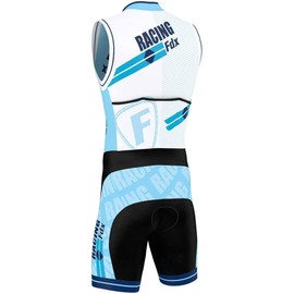 FDX Men Triathlon Tri Suit Padded Compression Running Swimming Sublimation Cycling Skinsuit(Blue, L)