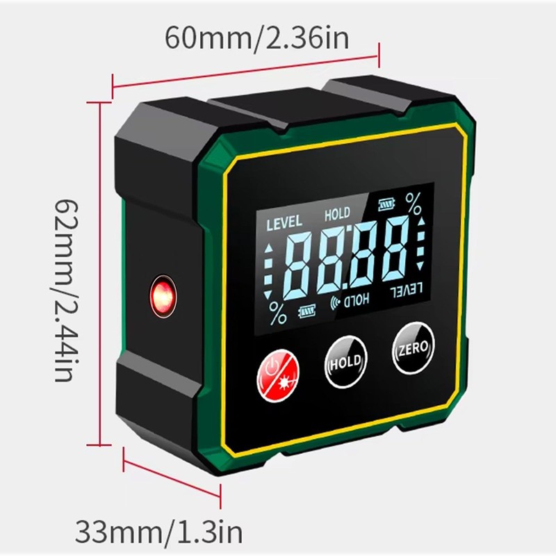 Digital Angle Finder with Electronic Laser Level,Rechargeable Inclinometer- 4-side Strong