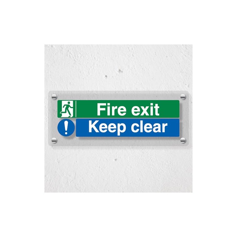 V Safety Fire Exit/Keep Clear - 300 x 100 mm