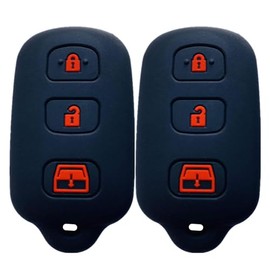 Key Fob Cover for Toyota 4Runner: 3 Buttons Key Case Protector Fit for Toyota 4 Runner Sequoia 1999 2000 2001 2002 2003 2004 2005 2006 2007 2008 2009 1511A-12BBX HYQ12BAN HYQ12BBX | Black 2 Pics