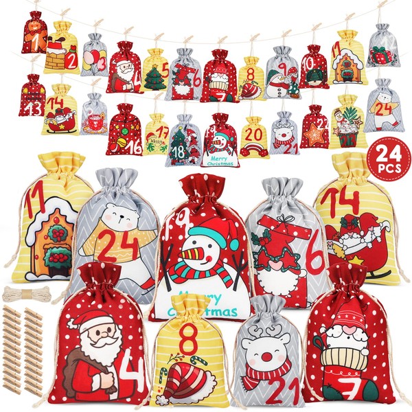 HOOWA Advent Calendar for Filling, 24 Advent Calendar Bags, Children's
