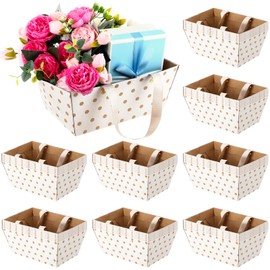 Pinkunn 48 Pcs Basket for Gifts Empty DIY Bulk Party Gift Basket Kit with Handles Market Trays for Packages Wrapping Wedding Party Anniversary Display (9.8 x 6.5 x 4.3 In) (White)