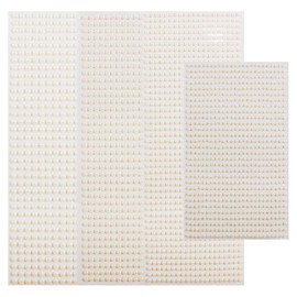 Scrapbooking Supplies 2800Pcs Beige Half Round Pearls Stickers Self-Adhesive Faux Pearl Embellishment for Nail Art and Crafts 3MM 4MM 5MM 6MM