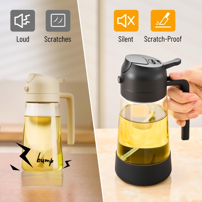 PARACITY Oil Dipenser Bottle with Silicone Bottom, 2 in 1