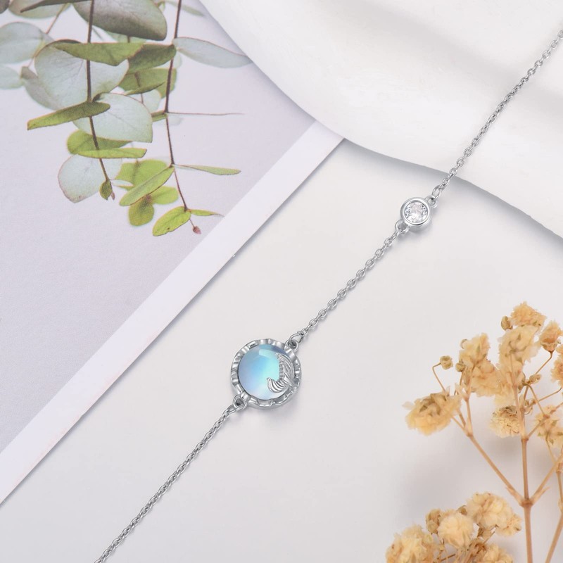 VONALA Mermaid Tail Moonstone 925 Sterling Silver Bracelet, Pendant Jewellery