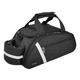 MOSISO Bike Rack Bag, Waterproof Bicycle Trunk Pannier Rear Seat Bag Cycling Bike Carrier Reflective Backseat Cargo Storage Luggage Saddle Shoulder Bag with Water Bottle Holder & Handle, Black