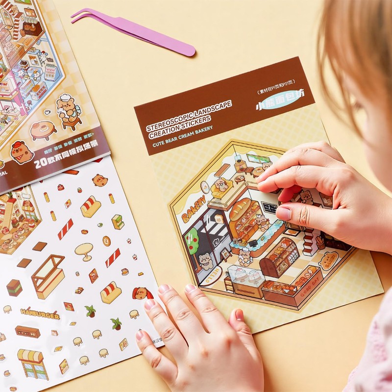 KIPEREE 20 Sets DIY 3D Scene Sticker Book – Creative