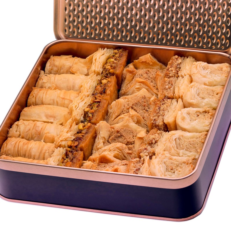 Vegan Baklava Tin Selection 500g, Approx 27 pieces of Baklawa,