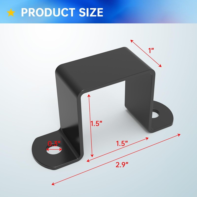 1.5"x1.5" Square Tube Strap Clamp, U shaped Steel Pipe Clamp