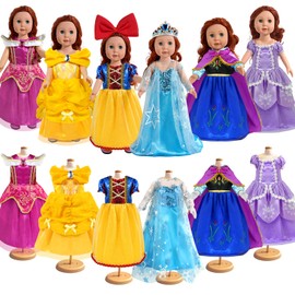 WONDOLL 18 inch Doll Clothes Accessories - 6Pcs Different Princess Costume Dress