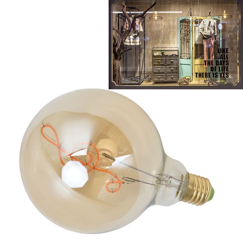 G125 E27/E26 LED Bulbs Dimmable 4W Transparent Music Note Filament