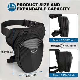 Krtopo Beintasche, Hüfttasche, erweiterbare Aufbewahrung, EVA-Hartschale, Motorrad-Hüfttasche, multifunktional, verstellbare Riemen, Oberschenkeltasche, wasserdicht, taktische Umhängetasche für Männer