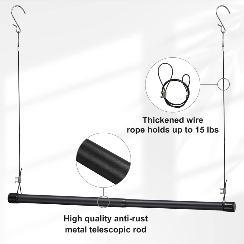 INFLATION 2 Pack Hanging Closet Rod 15-40 Inch Adjustable Width