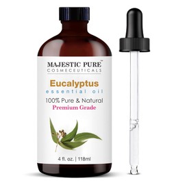 Majestic Pure Aceite esencial de eucalipto, puro y natural con grado terapéutico, aceite de eucalipto de primera calidad, 4 onzas