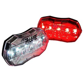 AWEStrobe Super Bright 10 Diode SMD LEDs Bike Light Set, 5 Diode Front & 5 Diode Rear, Run Time Of 200 hrs+* Visibility 1km+ Func: Strobe Chasing,Flashing,Constant: Inc: 4 x AAA Batts. Waterproof IPX4