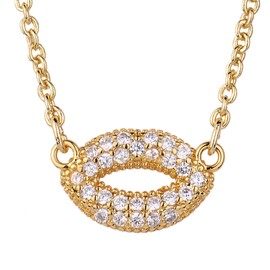 LuckyLy Collares de Mujer Oro 14k con Zirconia Cúbica de Beso Kiss, Cadena con Dije – Accesorios para Mujer Ideales como Regalos para Mujer Cumpleaños y Regalos para Mamá