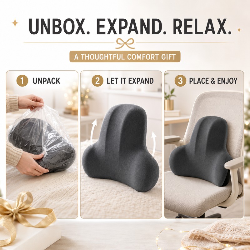 Memory Foam Lumbar Support Cushion for Car & Office Chair