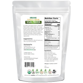 Z Natural Foods Organic Vanilla Cream Vegan Protein Powder, Vanilla Flavored Vegan Protein Supplement, All Natural, Vegan, Non-GMO, 1 lbs