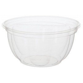 ECO PRODUCTS Compostable Clear PLA Plastic 18oz Salad Bowl No Lid, Case of 300, Disposable Round To Go Cold Food Containers, Lids Sold Separately, Renewable PLA Material Made from Plants, ASTM, BPI