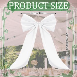 Wavwavw White Big Wall Bow Decorations Coquette Birthday Party Decor Ribbon Hanging Tie Bow Decor for Coquette Party Baby Shower Wedding Bridal Bachelorette Graduation Supplies, 39 * 72 Inch