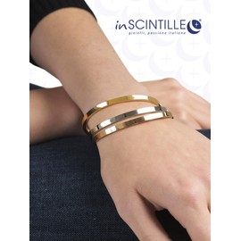 inSCINTILLE Women's Stainless Steel Gold / Silver / Black Rigid Bracelet Height 4/6/8 mm in Gift Box, Stainless Steel
