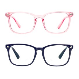 LifeArt 2 Pairs Blue Light Blocking Glasses with Spring Hinge, Anti Eyestrain, Computer Reading Glasses, Gaming Glasses, TV Glasses for Women Men, Anti UV, Anti Glare (Navy&Pink, +1.75 Magnification)