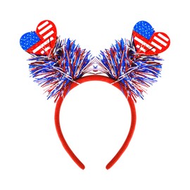 4th of July Headband Fourth of July Party Headbands Patriotic Hair Accessories Memorial Headwear American Flag Hairband Love Shaped USA Flag Hair Bands Independence Day Tassel Head Hoop for Women 1Pcs