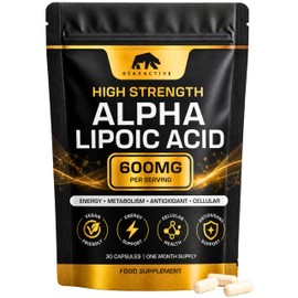 Bearactive Alpha Lipoic Acid 600mg Capsules, High Strength ALA, Vegan