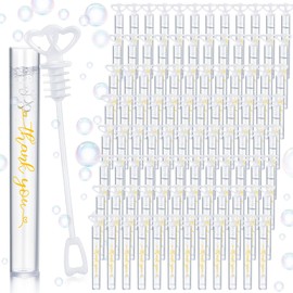 PullCrease 150 Pcs Bubble Wands Bulk for Wedding Party Mini Heart Wand with Bubble Solution for Wedding Bridal Showers Valentine Anniversary Graduation Birthday Supplies(White,Thank You)