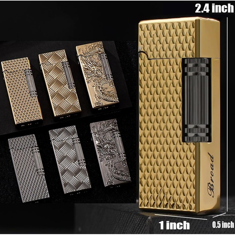 (Without Butane) Metal Butane Lighter with Flint, Soft Flame, Dragon