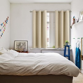 BGment Room Darkening Curtains 45 Inches Long - Grommet Thermal Insulated Drapes Window Treatment Curtains for Bedroom, 2 Panels, 38 x 45 Inch, Beige