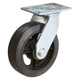 Albion 16MR06201S 16 Series Industrial Medium Duty Caster - 6" x 2" Mold-On Rubber on Iron Wheel Swivel Caster