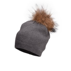 Lawliet Womens Cashmere Wool Hat Knitted Pom Pom Beanie Croche Slouchy A392 (Dark Gray)