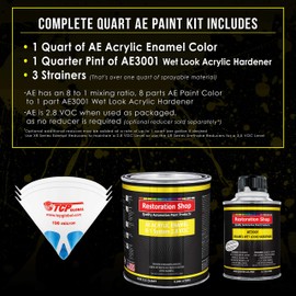 Restoration Shop - Jet Black (Gloss) Acrylic Enamel Auto Paint - Complete Quart Paint Kit - Professional Single Stage High Gloss Automotive, Car, Truck, Equipment Coating, 8:1 Mix Ratio, 2.8 VOC