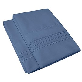 1500 Supreme Collection 2 Pack Bed Pillowcases - Luxury Embroidered Premium Softness and Wrinkle Resistant Breathable Additional Pillowcases for Bed Sheets - King, Denim