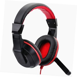 KOMBIUDA Adjustable Gaming Headset with Microphone Wired Stereo Headphones for PC Laptop Noise Canceling Design Comfortable Fit with Padding for Long Gaming Sessions Red