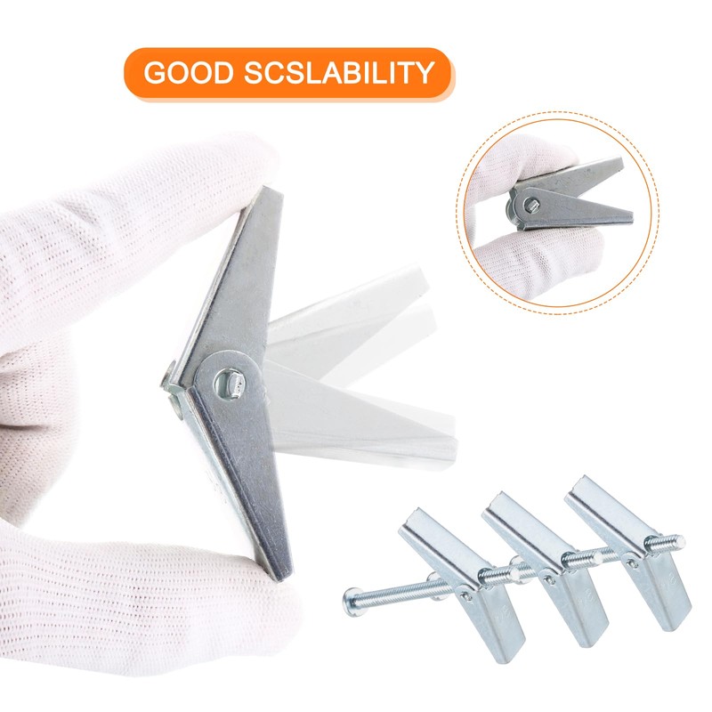 sourcing map 20Pcs Spring Toggle Bolt Anchors, 1/8"x2" Butterfly Anchors